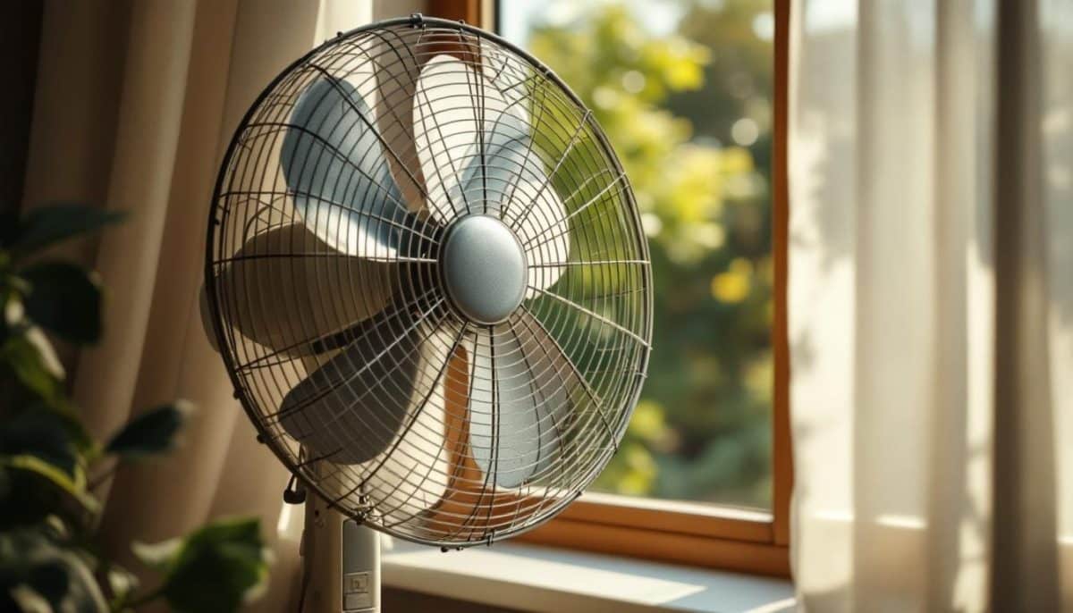 Ventilateur devant la fenêtre l'astuce rafraîchissante — free download